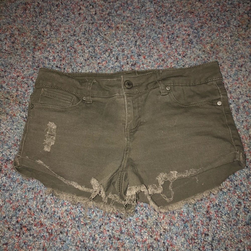 Army green jean shorts